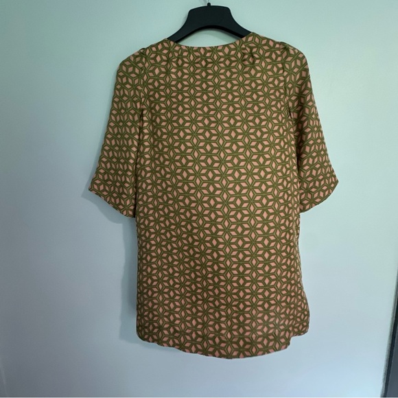 Fossil Dress Or Tunic Womens Small 70’s Retro Shift Pleated Neck Mini Geometric - Picture 7 of 8